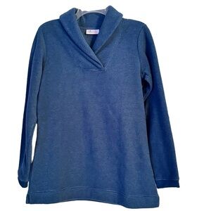 NEW Denim & Co. Size XS Blue-Green Chenille Fleece Long Sleeve Shawl Collar Top